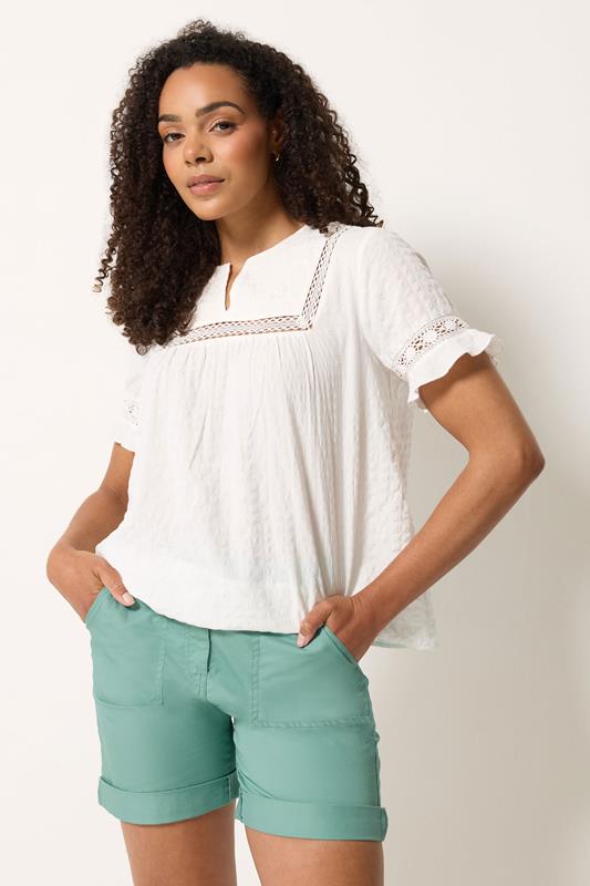  M&Co Green Cotton Poplin Shorts