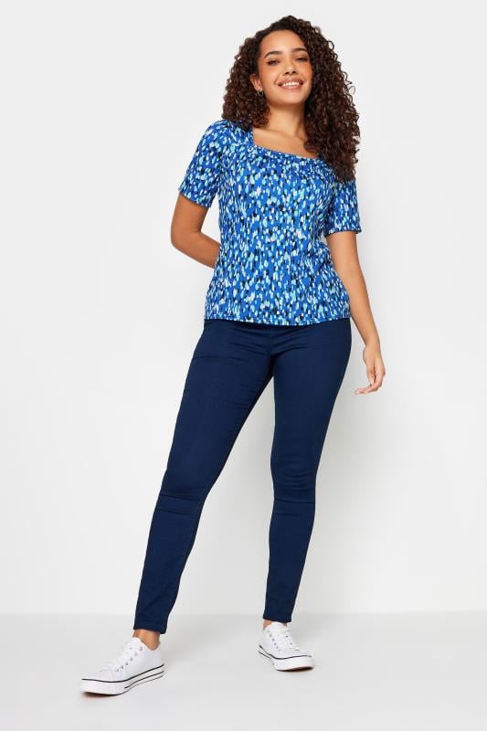 M&Co Blue Abstract Print Square Neck Top | M&Co 3