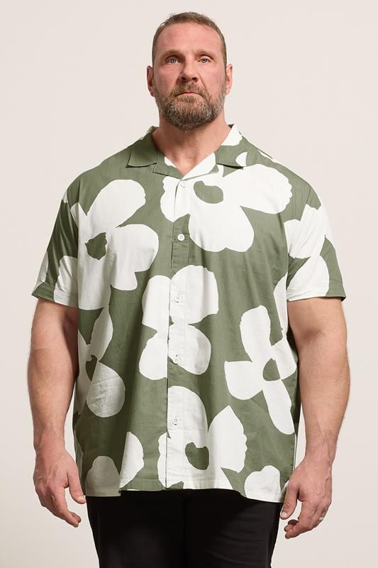 BadRhino Big & Tall Green Flower Poplin Shirt | BadRhino 1