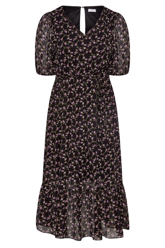 YOURS LONDON Plus Size Black Ditsy Smock Maxi Dress | Yours Clothing  6