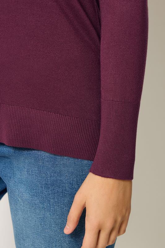M&Co Berry Purple Long Sleeve V-Neck Jumper | M&Co 4