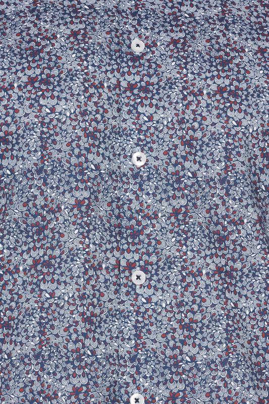 BadRhino Big & Tall Navy Blue & Red Floral Print Formal Shirt | BadRhino 1