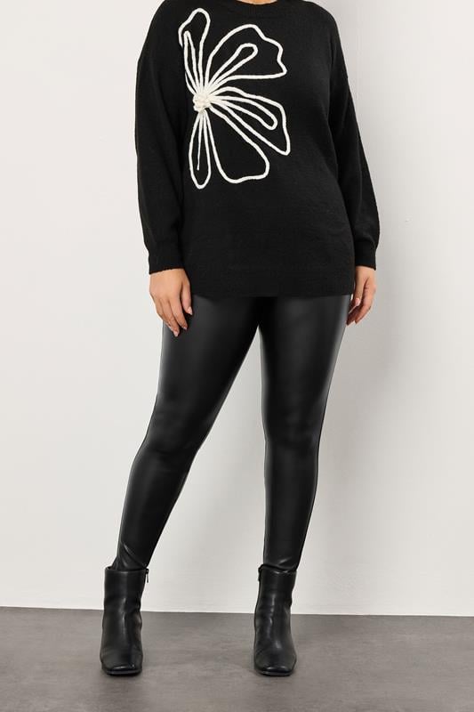  EVANS Curve Black Coated Leggings