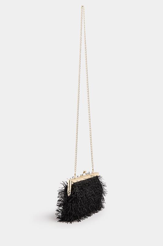 Black Eyelash Clutch Bag | Yours Clothing 5