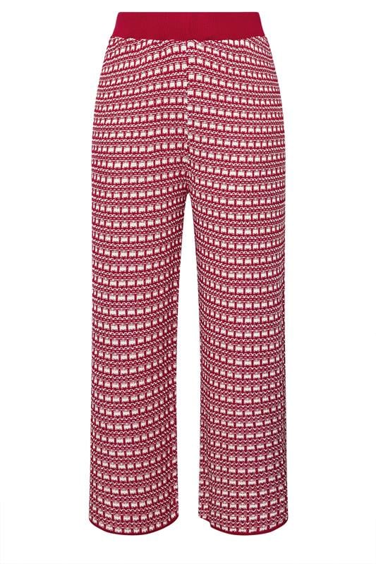 LIMITED COLLECTION Plus Size Red Boucle Wide Leg Trousers | Yours Clothing 5