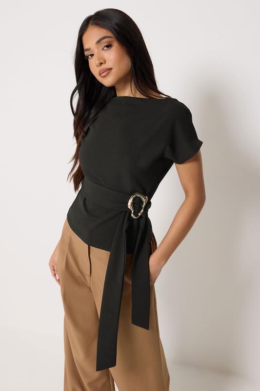 PixieGirl Petite Black Buckle Top