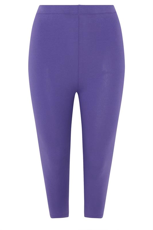 YOURS Plus Size Purple Elasticated Waist Cropped Leggings | Yours Clothing 5