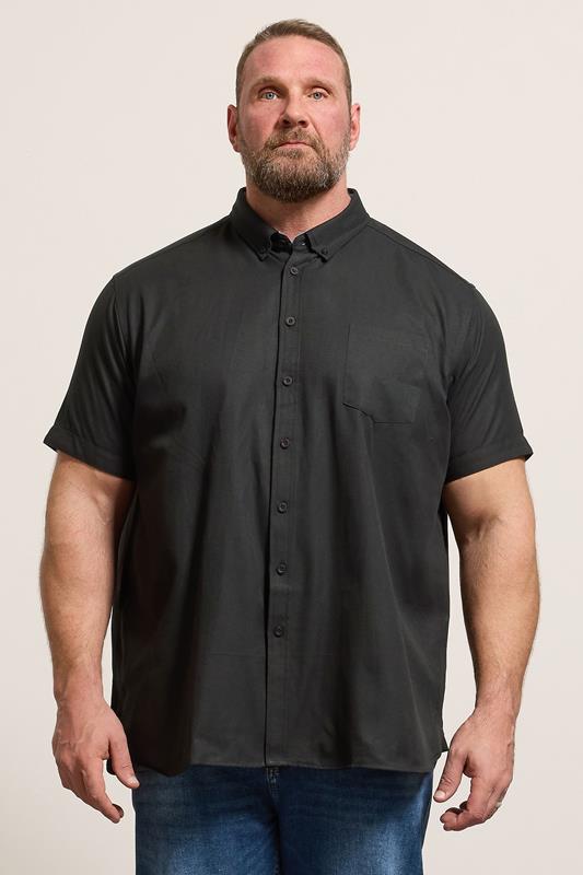D555 Big & Tall Black Short Sleeve Oxford Shirt | BadRhino 1