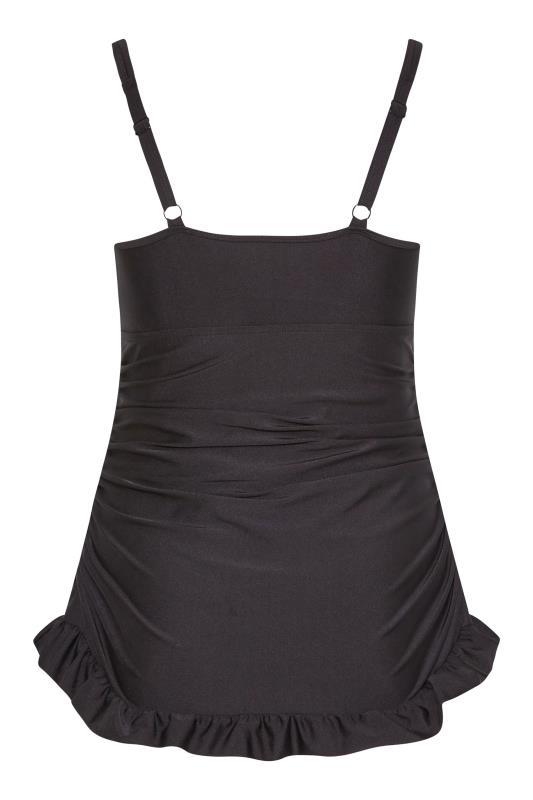 Plus Size Black Plunge Bodycon Tummy Control Swim Dress | Yours Clothing 3