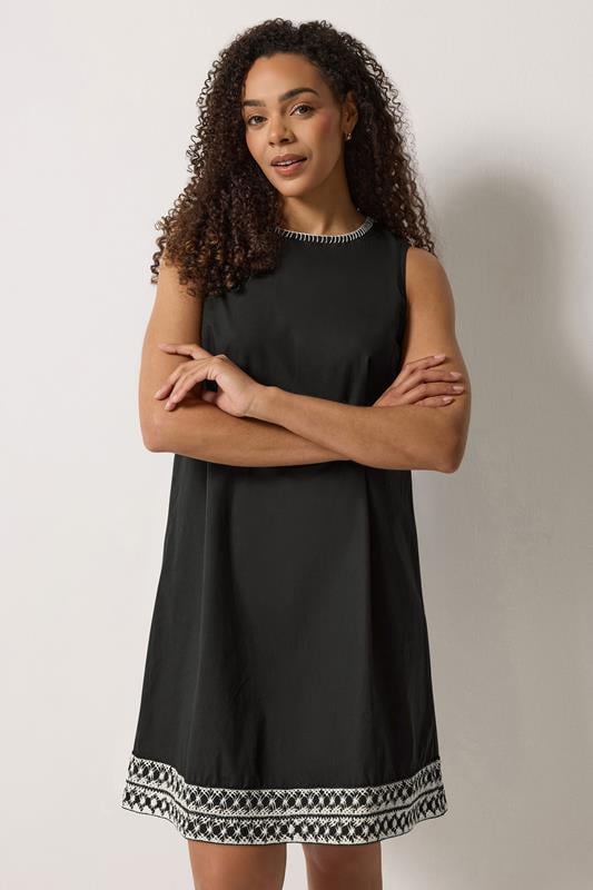 M&Co Black Contrast Trim Cotton Shift Dress | M&Co 1