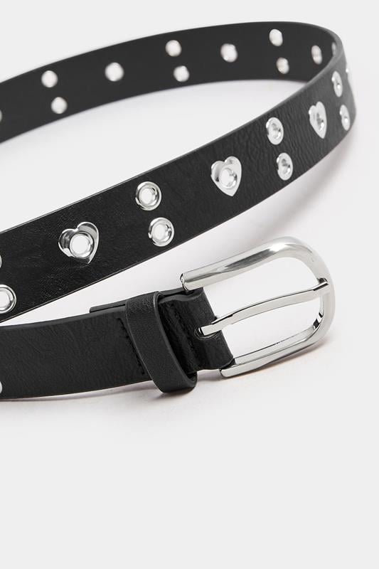 Black Eyelet Heart Detail Belt | Yours Clothing 2