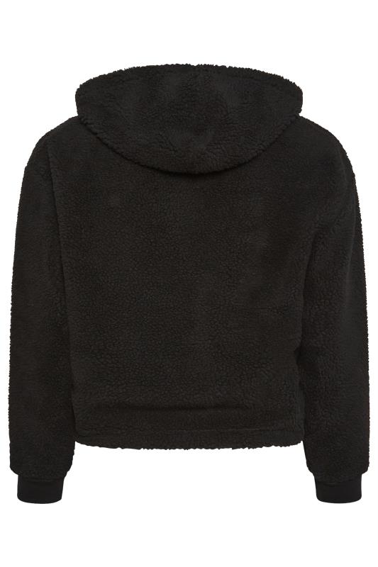 YOURS Plus Size Black Teddy Cropped Fleece Hoodie | Yours Clothing 8