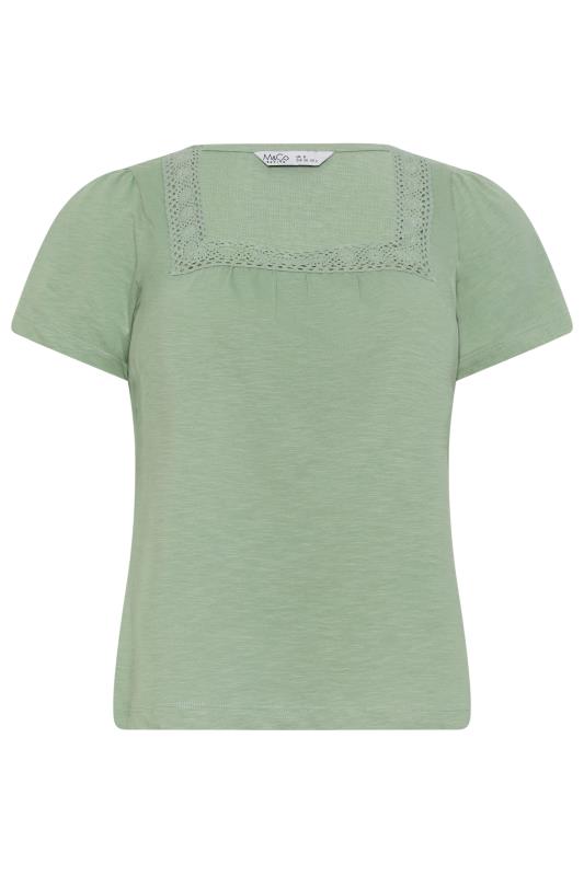 M&Co Petite Green Square Neck Short Sleeve Top | M&Co 5