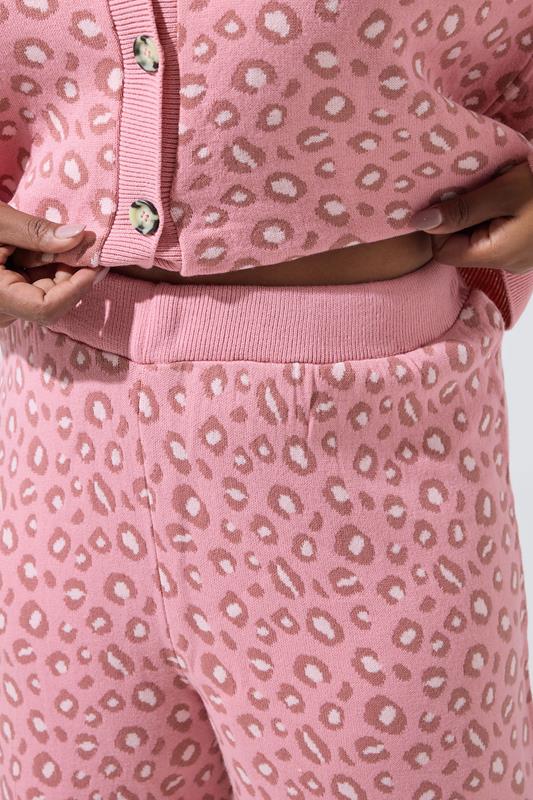 LIMITED COLLECTION Plus Size Pink Leopard Print Wide Leg Trousers | Yours Clothing  4