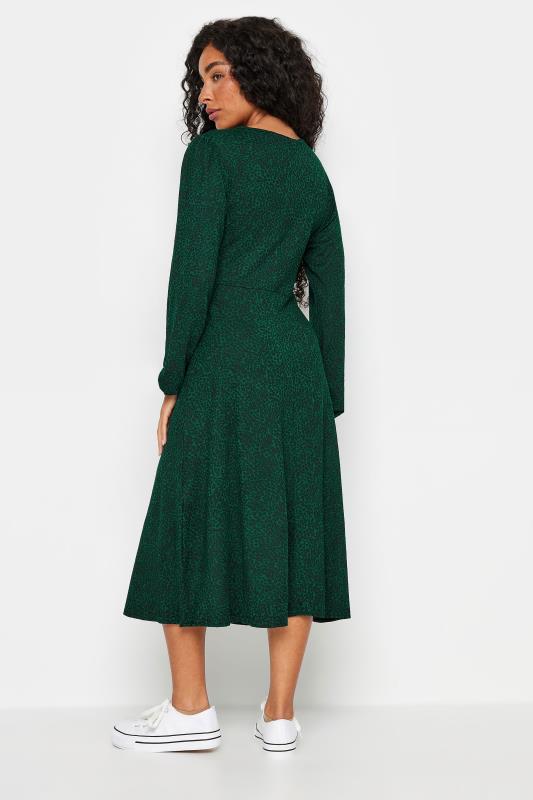 M&Co Petite Dark Green Leopard Print Midi Dress | M&Co 3