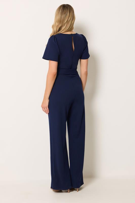 LTS Tall Women's Navy Blue Scuba Button Front Jumpsuit | Long Tall Sally 2