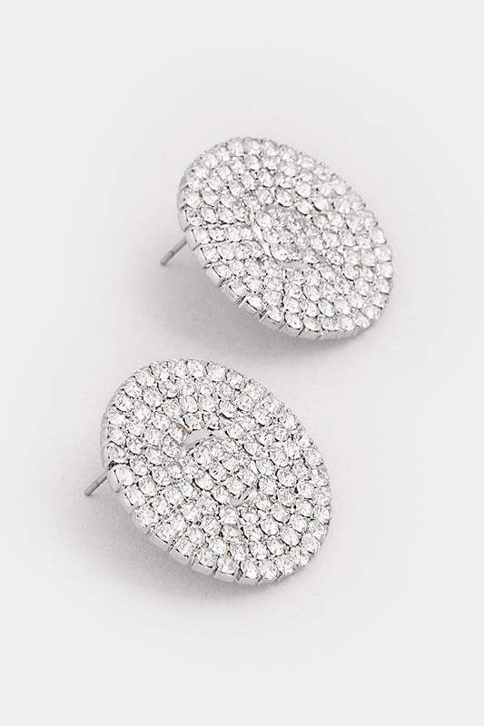 Silver Tone Diamante Disc Stud Earrings | Yours Clothing 1