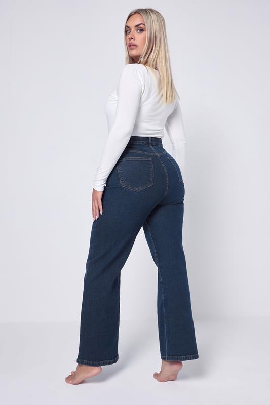 YOURS Plus Size Indigo Blue Denim Wide Leg Jeans | Yours Clothing 4
