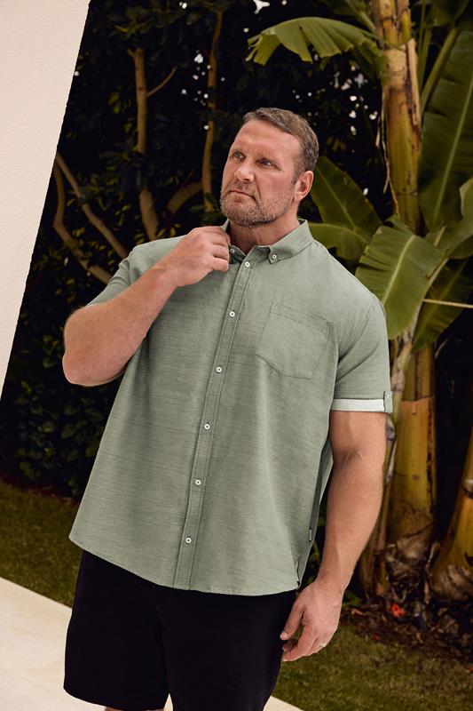 BadRhino Big & Tall Green Short Sleeve Slub Shirt