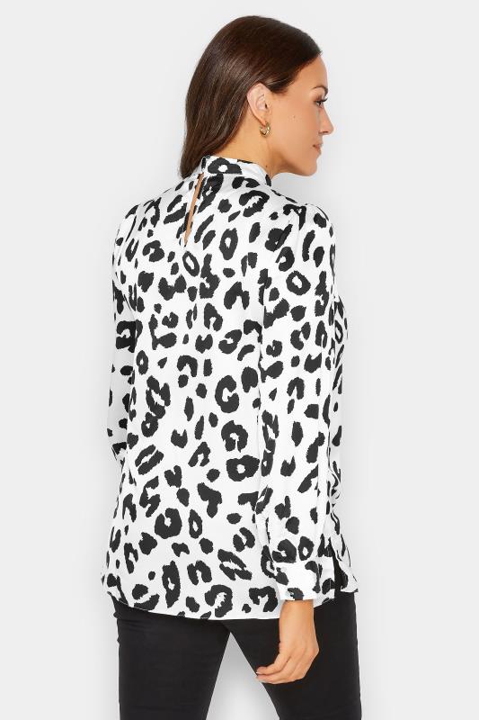 M&Co White Leopard Print High Neck Satin Blouse | M&Co 3