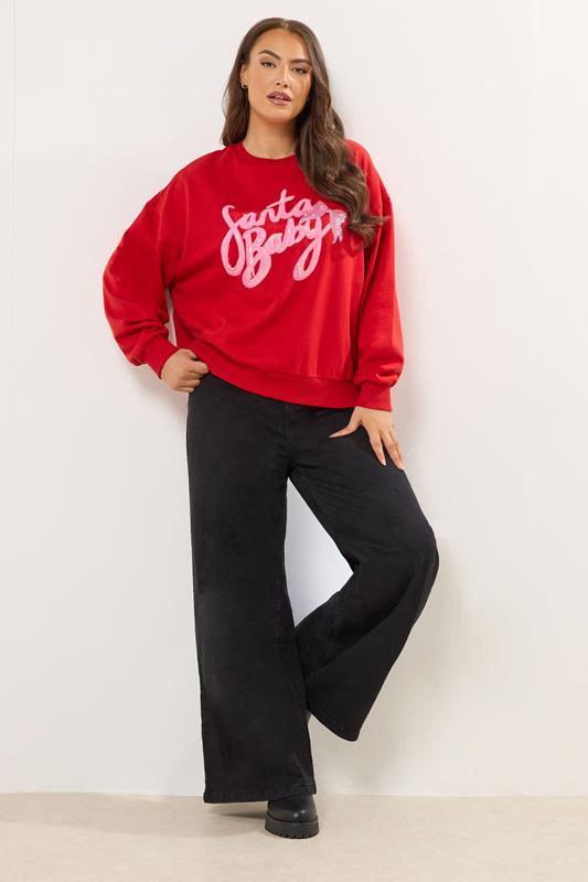 YOURS Plus Size Red 'Santa Baby' Slogan Sweatshirt | Yours Clothing 2