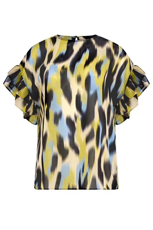  STAR Yellow Floral Flute Sleeve Top