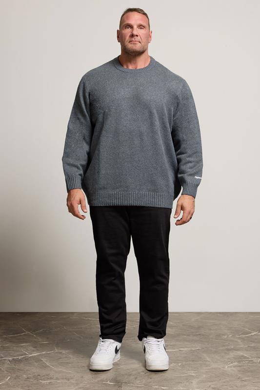 JACK & JONES Big & Tall Dark Grey Crew Neck Knit Jumper | BadRhino 1