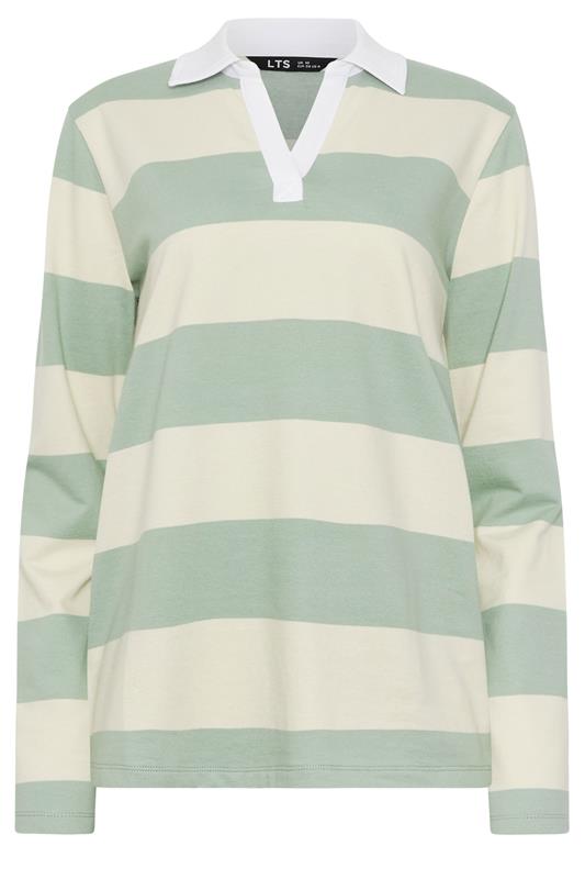 LTS Tall Women's Mint Green & Cream Stripe Cotton Rugby Sweatshirt | Long Tall Sally 5