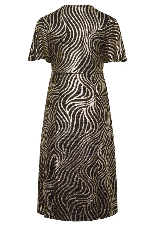 M&Co Black Swirl Print Angel Sleeve Split Hem Midi Dress | M&Co 8