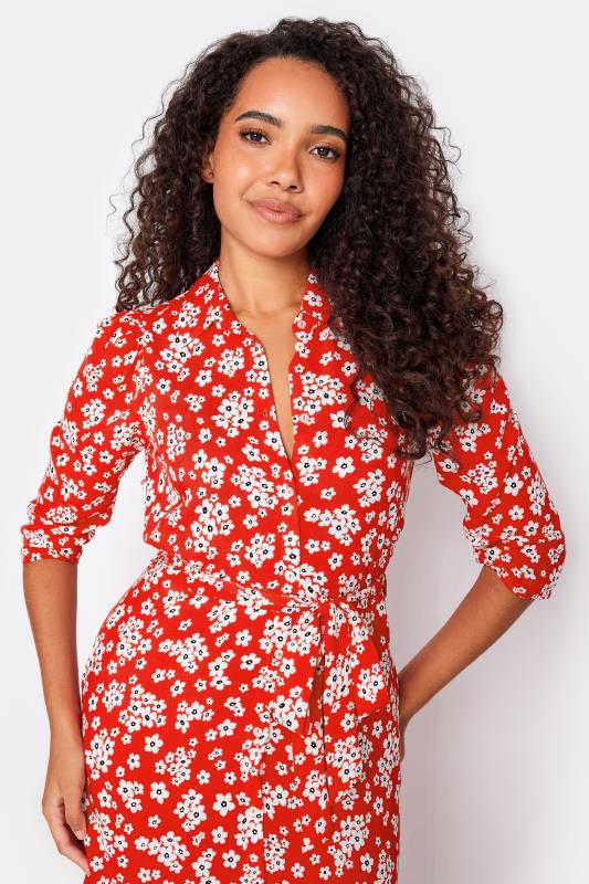 M&Co Red Floral Print Button Through Midi Dress | M&Co 4