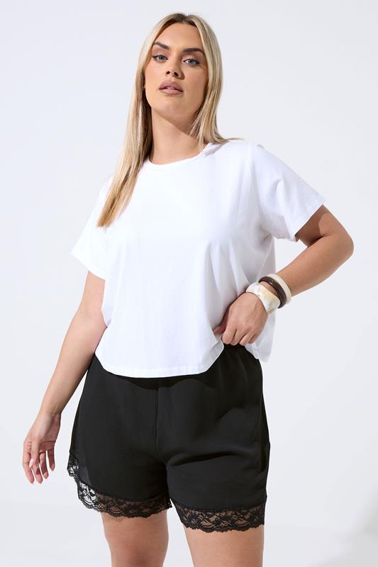 LIMITED COLLECTION Curve Black Lace Hem Shorts
