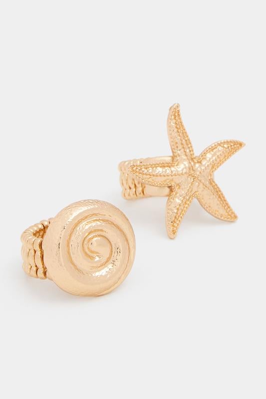  YOURSET 6 PACK Gold Tone Gem Stretch Ring Set