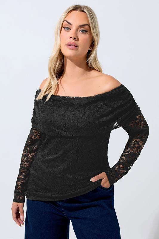  LIMITED COLLECTION Curve Black Lace Bardot Top