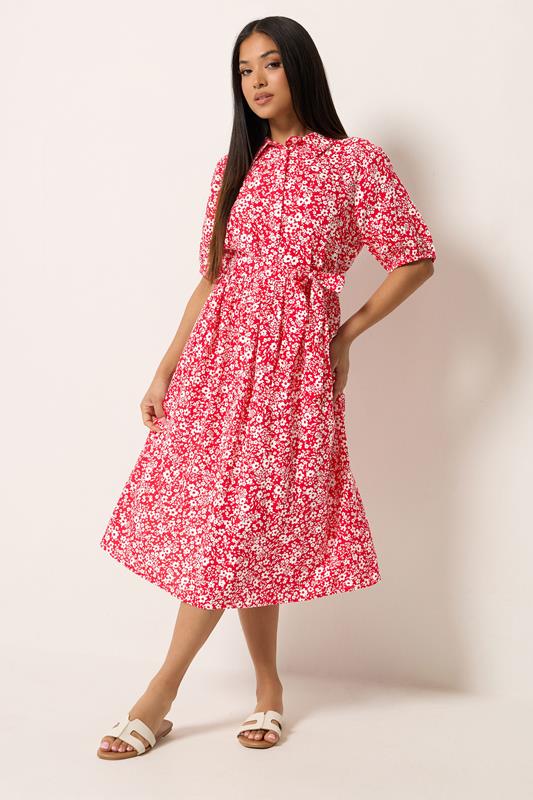 M&Co Petite Red Ditsy Floral Print Dress | M&Co