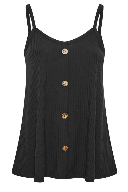 LIMITED COLLECTION Plus Size Black Ribbed Button Cami Top | Yours Clothing 6
