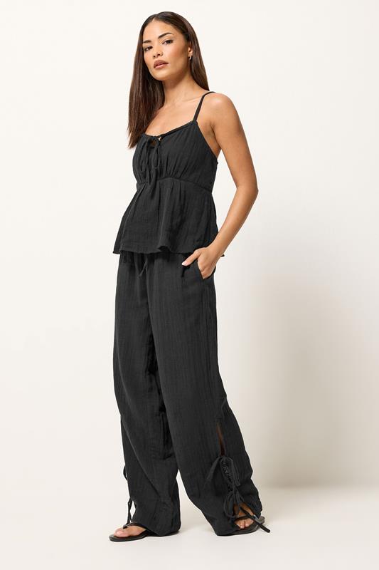 PixieGirl Petite Women's Black Cotton Cheesecloth Cami Top | PixieGirl 2