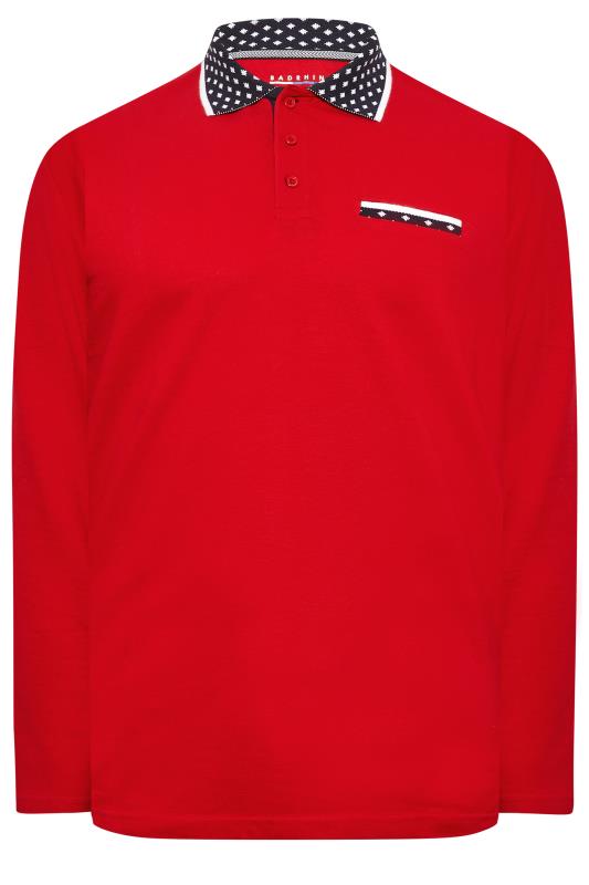 BadRhino Big & Tall Red Dobby Collar Polo Shirt | BadRhino 3
