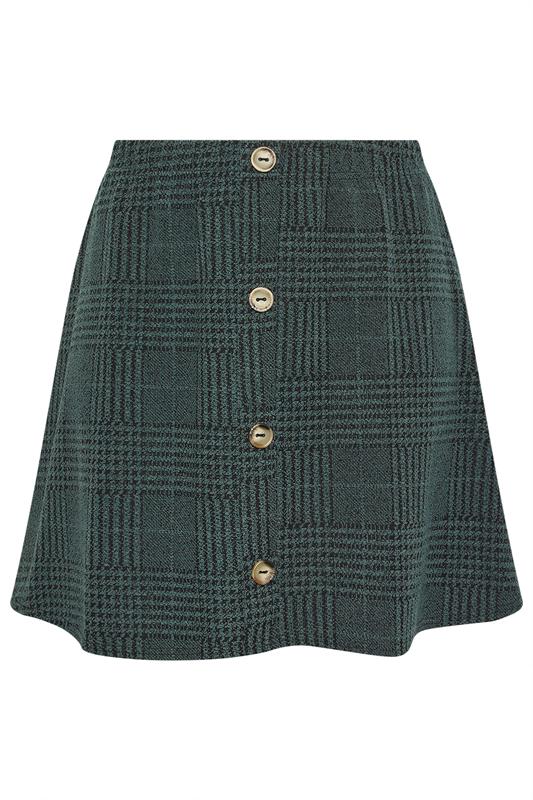YOURS Plus Size Green Check Button Front Mini Skirt | Yours Clothing 5
