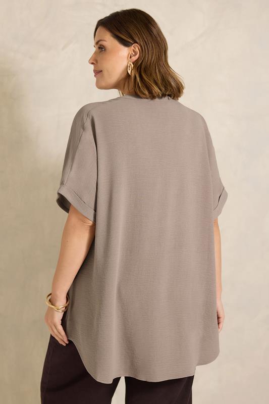 EVANS Plus Size Mocha Brown Overhead Utility Shirt | Evans 2