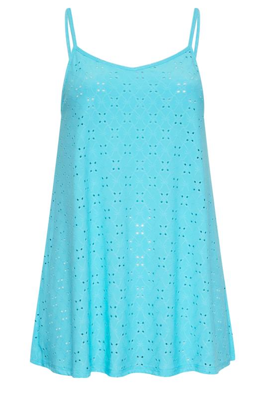 LIMITED COLLECTION Plus Size Aqua Blue Broderie Anglaise Cami Top | Yours Clothing 6
