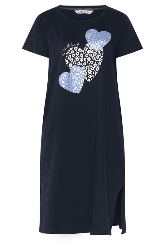 YOURSET Plus Size 2 PACK Blue Leopard Heart Midaxi Nightdresses | Yours Clothing 8