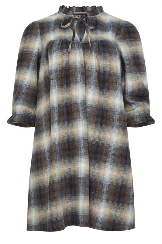 PixieGirl Petite Women's Blue Brushed Check Tie Smock Dress | PixieGirl 6