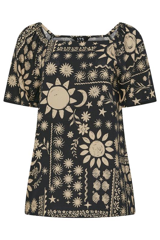 LTS Tall Black Coastal Print Square Neck Top | Long Tall Sally 5
