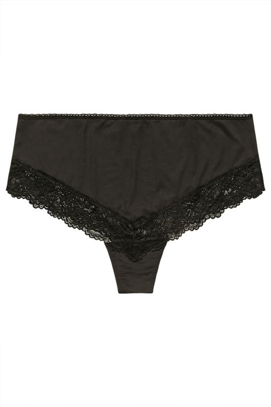 Plus Size Black Lace Trim High Waisted Brazilian Shorts | Yours Clothing 4