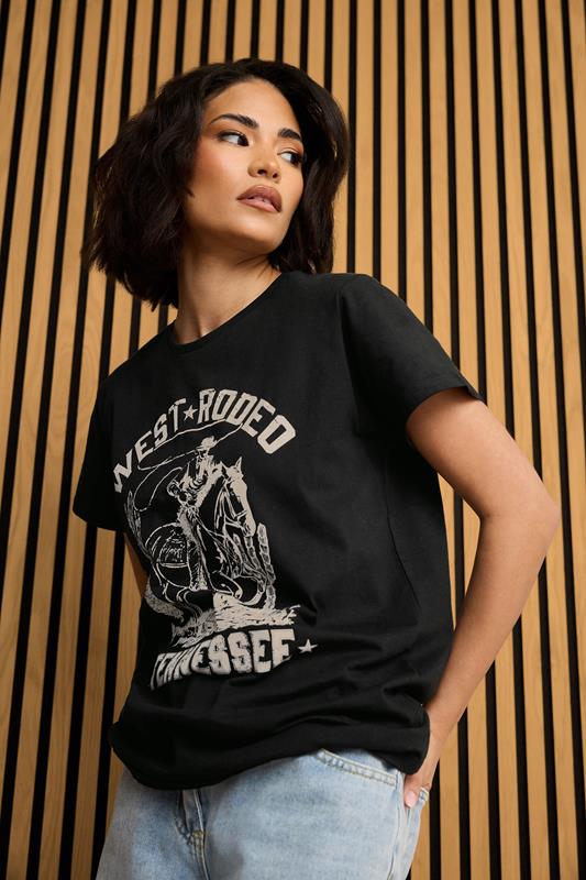 PixieGirl Petite Black 'West Rodeo' Graphic Cotton T-Shirt