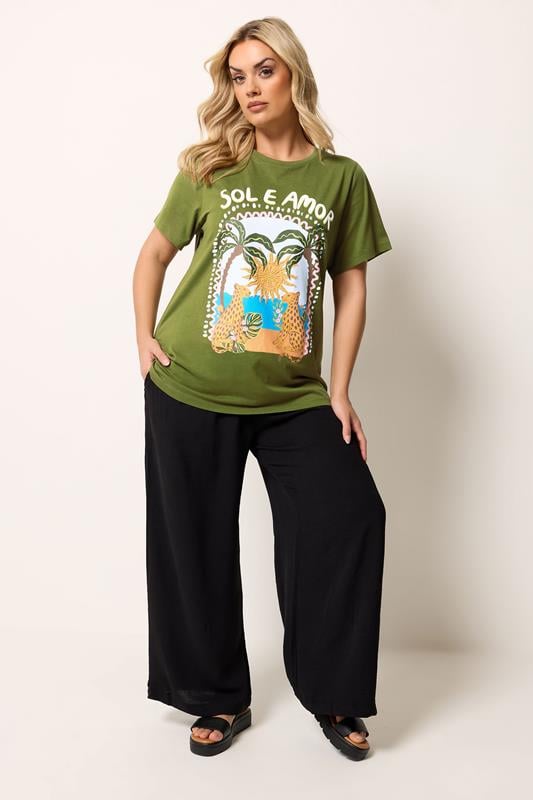 YOURS Plus Size Green 'Sol E Amor' Graphic T-Shirt | Yours Clothing 2