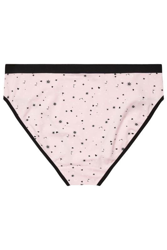 YOURSET 5 PACK Plus Size Black & Pink Star Print High Leg Knickers | Yours Clothing  7