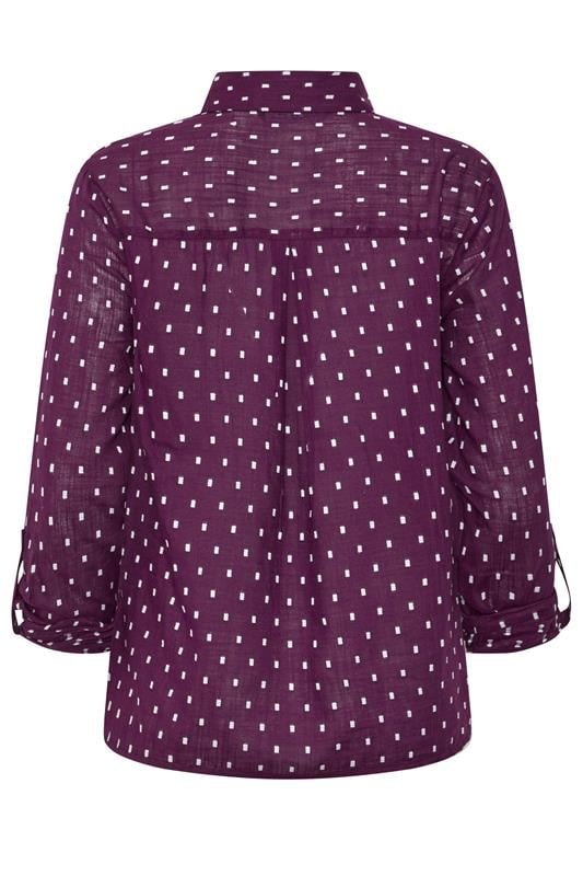 M&Co Women's Berry Purple Long Sleeve Dobby Shirt | M&Co 6