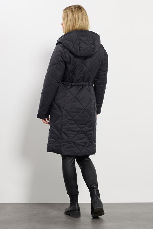M&Co Petite Black Diamond Quilted Midi Coat | M&Co 2