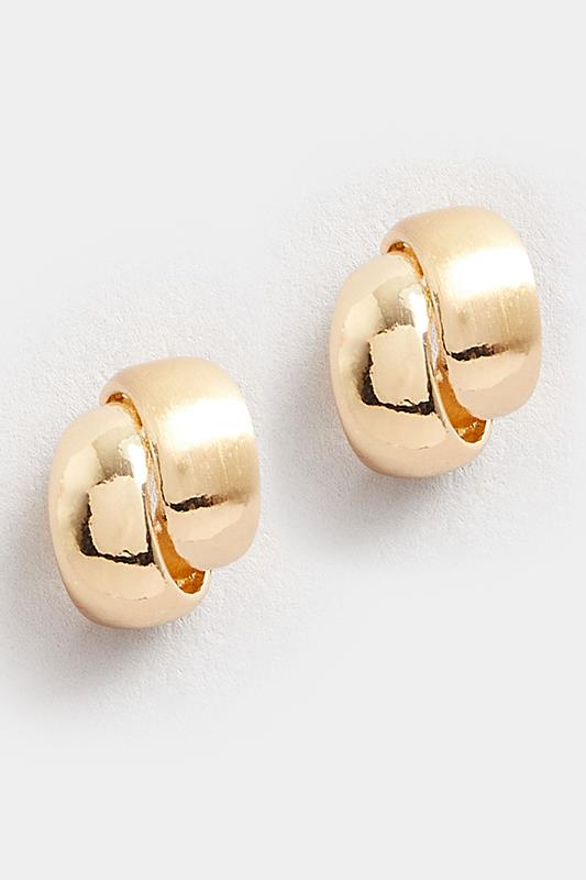 Gold Tone Round Twist Stud Earrings | Yours Clothing 1
